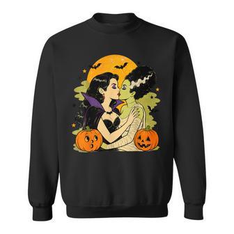 Gothic Monster Girlfriends Halloween Lesbian Couple Sweatshirt | Seseable UK