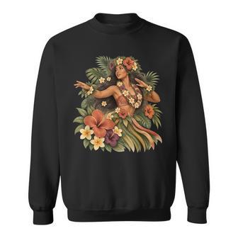 Gracieuse Danseuse Hawaïenne Avec Fleurs D'hibiscus Sweater e - Cadeauxyz