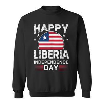 Happy Liberia Independence Day Liberian Distressed Flag Sweatshirt - Thegiftio UK