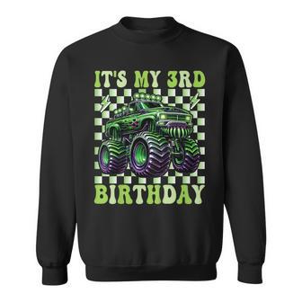 Its My 3Rd Birthday Monster Truck 3 Year Old Boys 3Rd Party Sweatshirt - Thegiftio UK