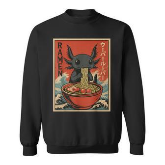Japanese Anime Axolotls Ramen – Black Axolotl Eating Ramen Sweatshirt | Seseable UK