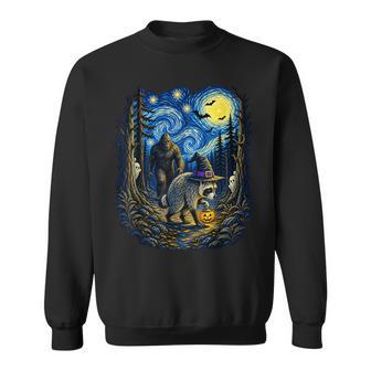 Jimothy Raccoon Bigfoot Boo Pumpkin Van Gogh Halloween Sweatshirt | Seseable UK
