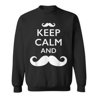 Keep Calm And Mustache On Sweatshirt - Thegiftio UK