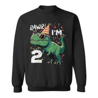 Kids 2Nd Birthday Trex Rawr Im 2 Years Old Bday Dino Toddler Boys Sweatshirt - Thegiftio UK