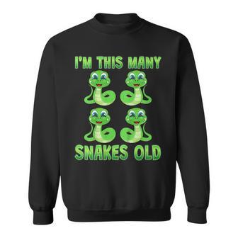 Kids I'm This Many Snakes Old Cute Snake Kids 4Th Birthday Party Sweatshirt - Thegiftio UK