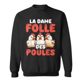 La Dame Folle Des Poules Amoureux Éleveur Ferme Sweater e - Cadeauxyz