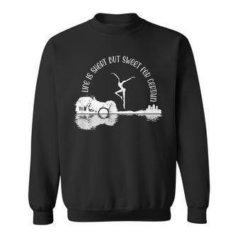 Life Is Short Music Lover But Sweet For Certain Retro Guitar Sweatshirt - Thegiftio UK