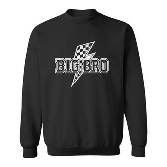 Lightning Bolt Big Bro Announcement Checkered Sweatshirt - Monsterry