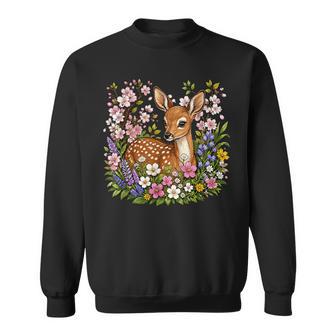 Lindo Ciervo Bebé En Flores Coloridas Camisa de entrenamiento - Regaloses