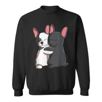 Lindo Perro Kawaii Abrazando Bulldogs Franceses Camisa de entrenamiento - Regaloses