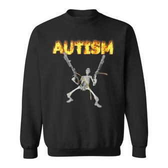 Meme Esqueleto Autismo In Mangas Camisa de entrenamiento - Regaloses