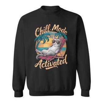 Modo Frío Activado Gato Con Gafas En Playa In Mangas Camisa de entrenamiento - Regaloses