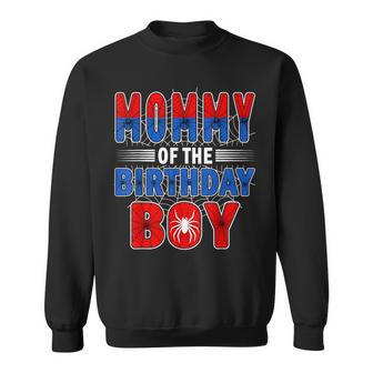 Mommy Of The Birthday Boy Spider Web Birthday Party Sweatshirt - Thegiftio UK