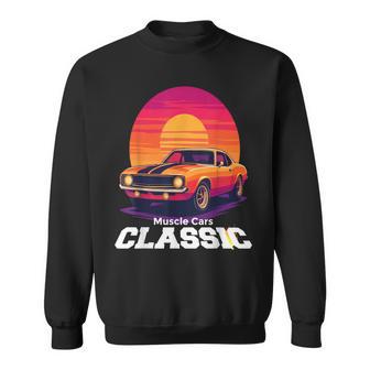 Muscle Cars Clásico Atardecer Retrointage Camisa de entrenamiento - Regaloses
