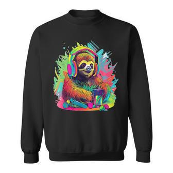 Musikliebhaber Faultier Techno Music Festival Edm Sweatshirt - Geschenkecke