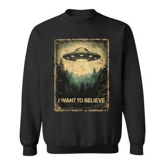 Obra De Arteintage Envejecida De I Want To Believe Ufo Alien In Mangas Camisa de entrenamiento - Regaloses