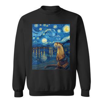 Otter Van Gogh Style Starry Night Graphic Sweatshirt - Thegiftio UK