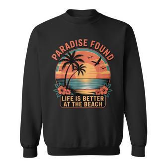 Paradise Found Das Leben Amtrand Ist Besser Retro-Sonnenuntergang Sweatshirt - Geschenkecke