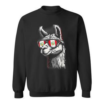 Pérou Alpaga Portrait Lunettes Deoleil Drapeau Péruvien Fierté Péruvienne Sweater e - Cadeauxyz