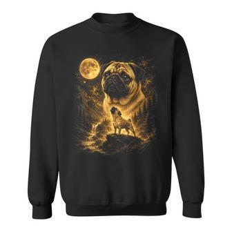 Pug Howling To The Moon Wilderness Landscape Mountain Sweatshirt - Thegiftio UK