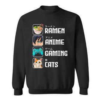Ramen Anime Gaming Cats Japanese Graphic Kawaii Otaku Gamer Sweatshirt | Seseable UK