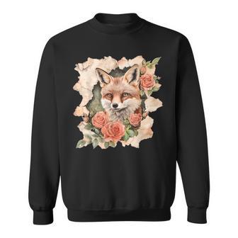 Renard Fleurs Forêt Animal Mignon Renard Sweater e - Cadeauxyz