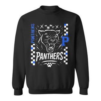 Retro Checkered School Spirit Panthers Cheer Paw Sweatshirt - Thegiftio UK