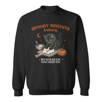 Retro Spooky Biscuits Club Cat Lovers Pastry Halloween Sweatshirt - Monsterry