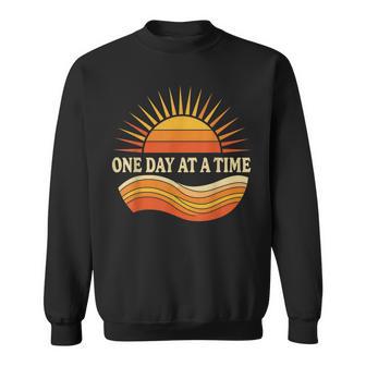 Retro Motivational One Day At A Time Inspirational Sun Sweatshirt - Thegiftio UK