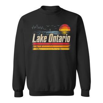Retro Sunset Great Lakes Lake Ontario Sleeveless Sweatshirt | Seseable UK