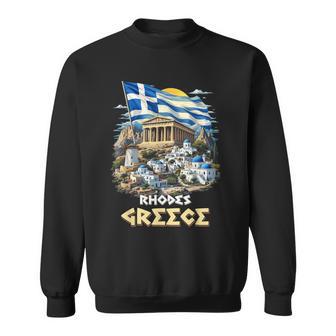 Rhodes Drapeau Grèce Rhodesouveniroyageacances Sweater e - Cadeauxyz