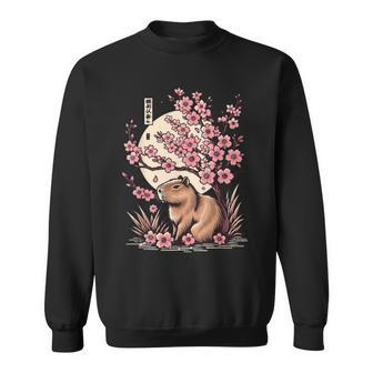 Sakura Feuilles De Cerisier En Fleurs Avec Capybara Japonais Sweater e - Cadeauxyz