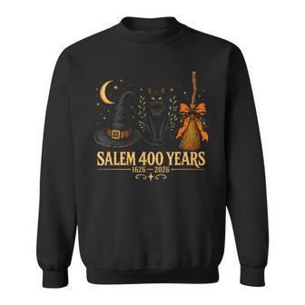 Salem 400 Years Anniversary Witch Hat Cat Broom Halloween Sweatshirt | Seseable UK