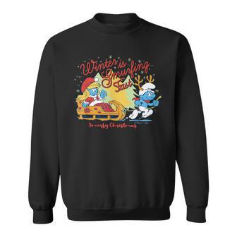 Schtroumpfs Noëlchtroumpfette Traîneau De Noël Fun Winter Wonderland Sweater e - Cadeauxyz