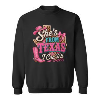 She's From Texas I Can Tell Western Coquette Cowgirl Sweatshirt - Thegiftio UK