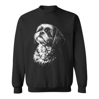 Shih Tzu Portrait Black And White Dog Lover Sweatshirt | Seseable UK