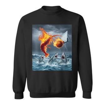Shrimp Dunking Basketball Hilarious Brainrot Shark Meme Sweatshirt - Thegiftio UK
