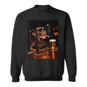 Silly Chocolate Labrador Retriever Drinking Beer Cigar Dog Sweatshirt | Seseable UK