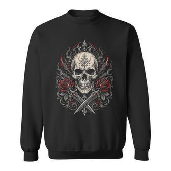 Skull Graphickeleton Biker Punk Rock Gothic Mens Camisa de entrenamiento - Regaloses