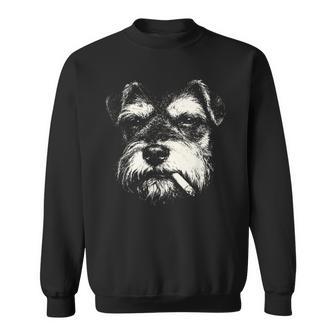 Smoking Schnauzer Dog Lover Vintage Canine Humor Sweatshirt - Thegiftio UK