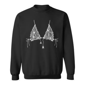 Spider Web Bikini Top Halloween Costume Spooky Sweatshirt - Thegiftio UK