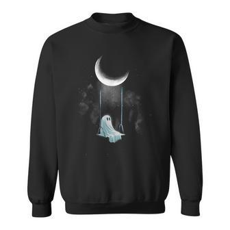 Spooky Ghost Swing Under Moon Lazy Halloween Costume Gothic Sweatshirt - Thegiftio UK