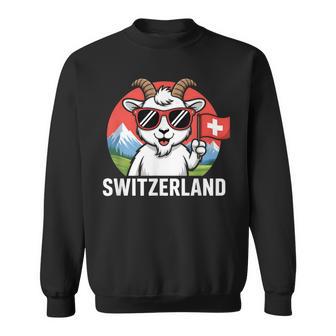 Switzerland Mountain Goat Swiss Flag Graphic Sweatshirt - Monsterry