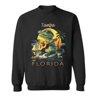Tampa Florida Vacation Cute Alligator Sunset Souvenir Sweatshirt - Thegiftio UK