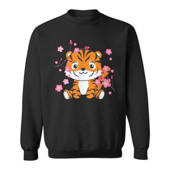 Tigre Animaux Mignons Pour Enfants Kawaii Fleurs De Cerisier Sweater e - Cadeauxyz