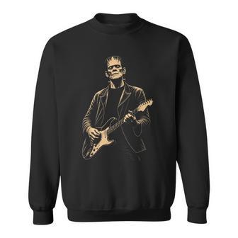 Vintage Frankenstein Playing Guitar Halloween Frankenstein Sweatshirt | Seseable UK