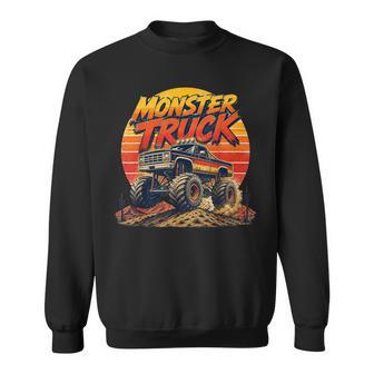 Vintage Monster Truck For Boys Kids Adults Sweatshirt - Thegiftio UK