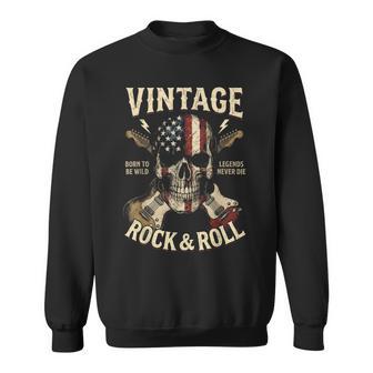 Vintage-Rock'n'roll-Gitarren Mit Amerikanischer Flagge Und Totenkopf- Sweatshirt - Geschenkecke