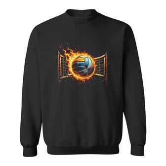 Volleyball Game Day Rivalry Fire Ball Graphic Volleyball T Shirt Name Sweatshirt | Seseable UK
