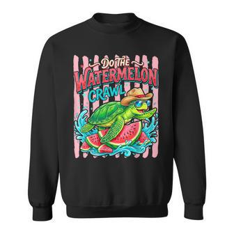 Do The Watermelon Crawl Turtle Girly Striped Summer Sweatshirt - Monsterry